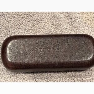 Stetson Dark Brown Faux Leather Hard Shell Eyeglass Case Felt Lined Clamshell